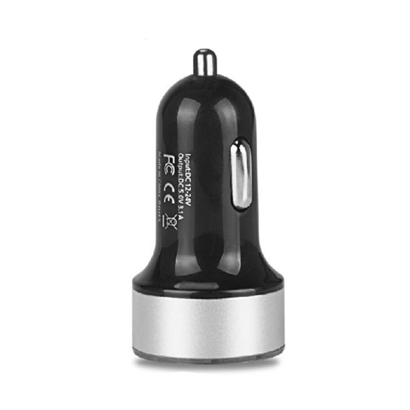 Cargador de coche USB Dual QC 3,0, adaptador de 2 puertos 3.1A, encendedor de cigarrillos, voltímetro LED, cargadores de teléfono móvil: sliver
