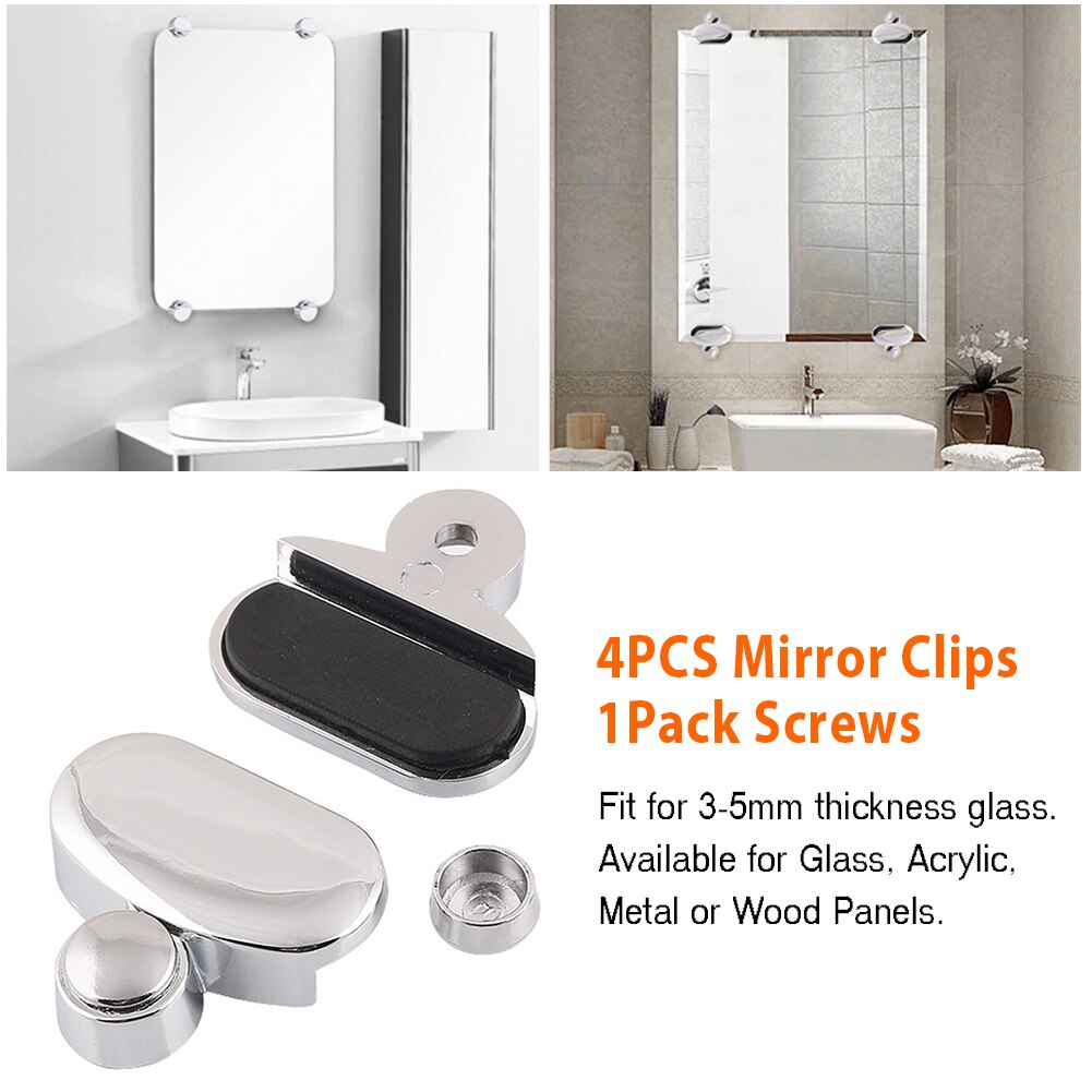 4 stk hylde support badeværelse tilbehør glas klemme fast montering holder zinklegering rustfrit spejl klip hardware hjem moderne