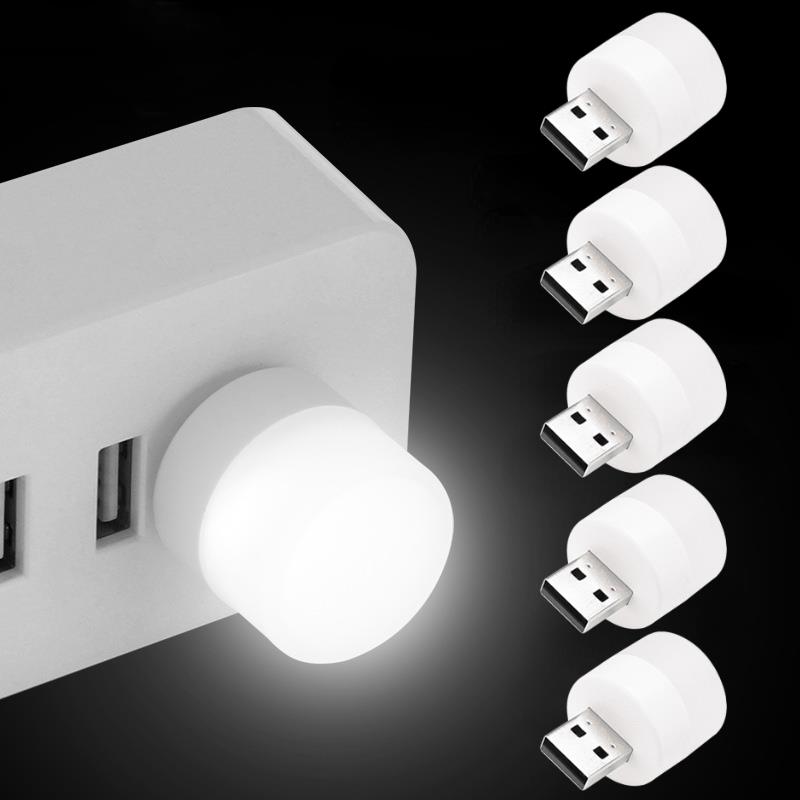 1/10PCS USB Plug Lamp 5V 1W Bright Eye Protection Book Reading Light Mobile Power Charging Warm White USB Small LED Night Light