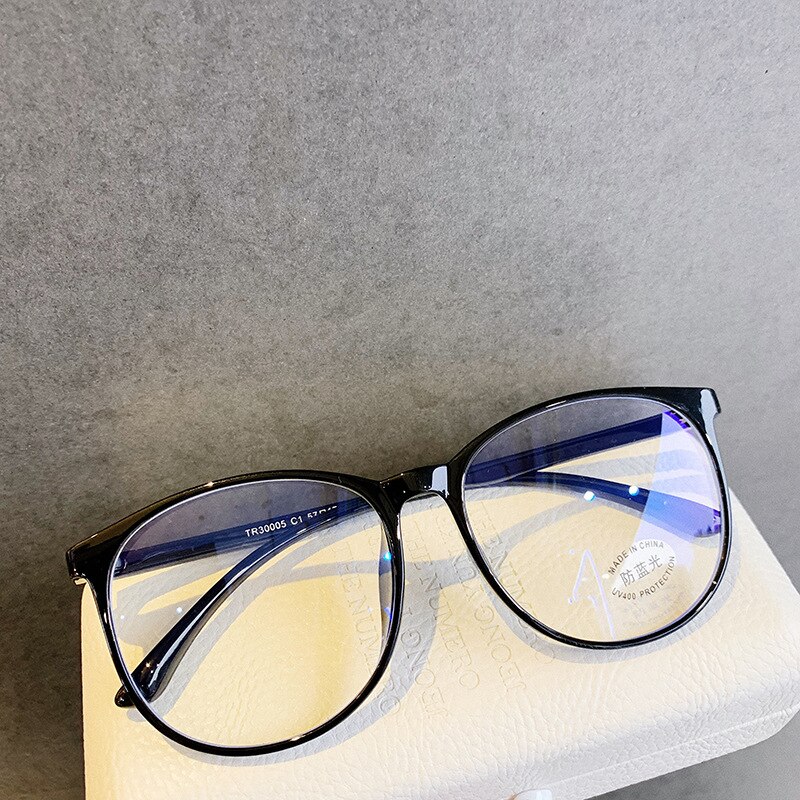 Yooske anti-blu-ray computerbriller mænd overdimensionerede brillerammer til kvinder store runde optiske rammer gennemsigtige briller: Sort