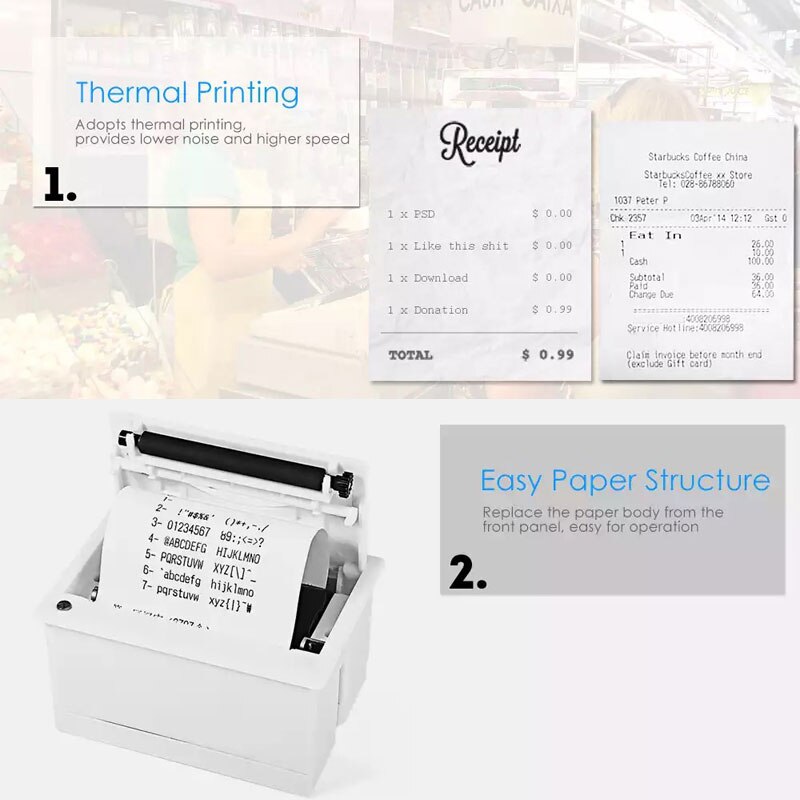 QR204 Mini Ingebed Printer Thermische Esc Pos Ontvangst Parallel Panel Printer Usb Ttl RS232 Kiosk Printer Barcode Arduino 2 Inch