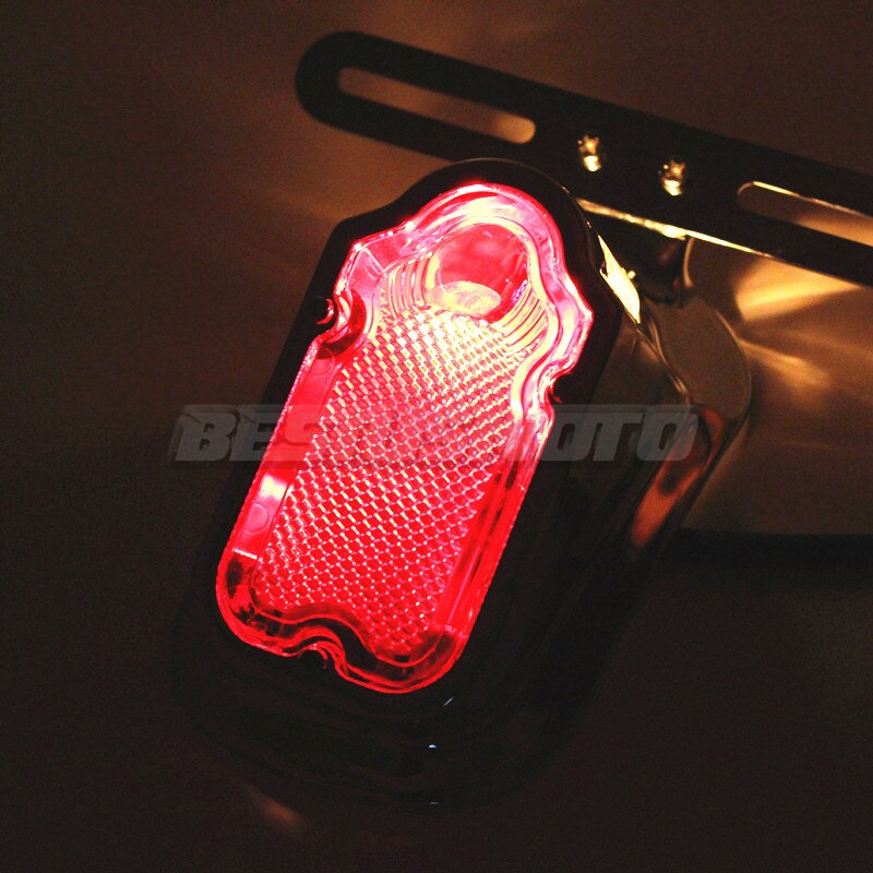 Motorfiets Aluminium Red Tombstone Achterlicht Voor Harley Chopper Bobber Custom Achterspatbord Stop Lamp W/Kentekenplaat Beugel