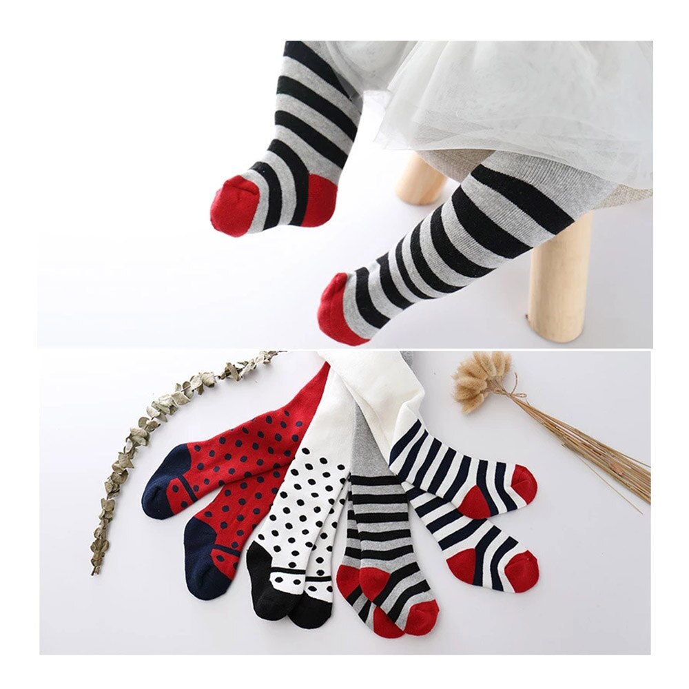 Qxmy collants para meninas crianças meias listra dot meia-calça de lã grossa quente do bebê leggings outono inverno roupas