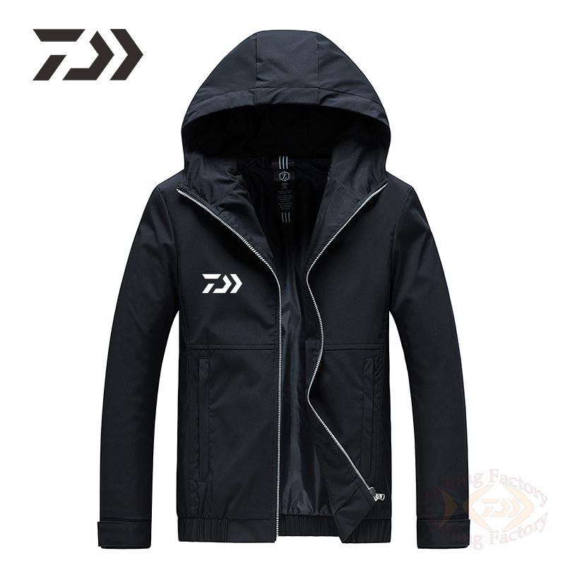 Daiwa-ropa de pesca para hombre, camisa informal con cremallera, chaqueta de pesca sólida con capucha, ropa de pesca de manga larga, novedad de