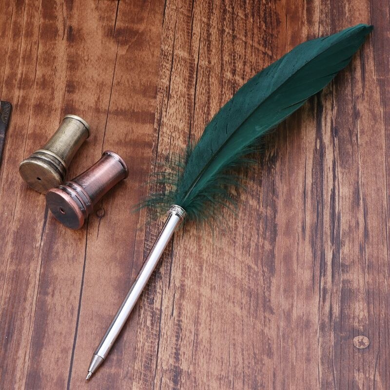 Vintage Feather Quill Dip Pen Holder Metal Fountain Pens Stand Office School Supplies Stationery Student