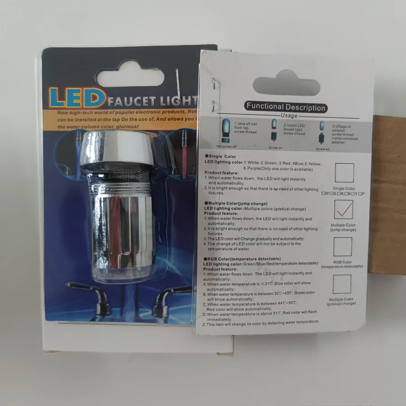 Temperaturempfindlicher LED-Wasserhahn, wassersparend, für Küche, Badezimmer, Sensor, 7, Farbwechsel, Wasserhahn, Kopfbelüfter, Wasserhahn, Düse, Dusche: green