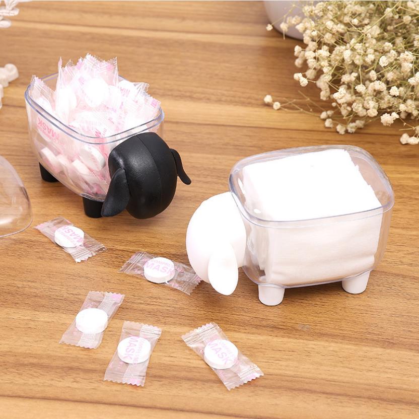 Bastoncillo de algodón de mesa de plástico Caja de almacenamiento para palillos de dientes de oveja en forma de polvo cosmético de algodón organizador de Decoración de mesa de hogar