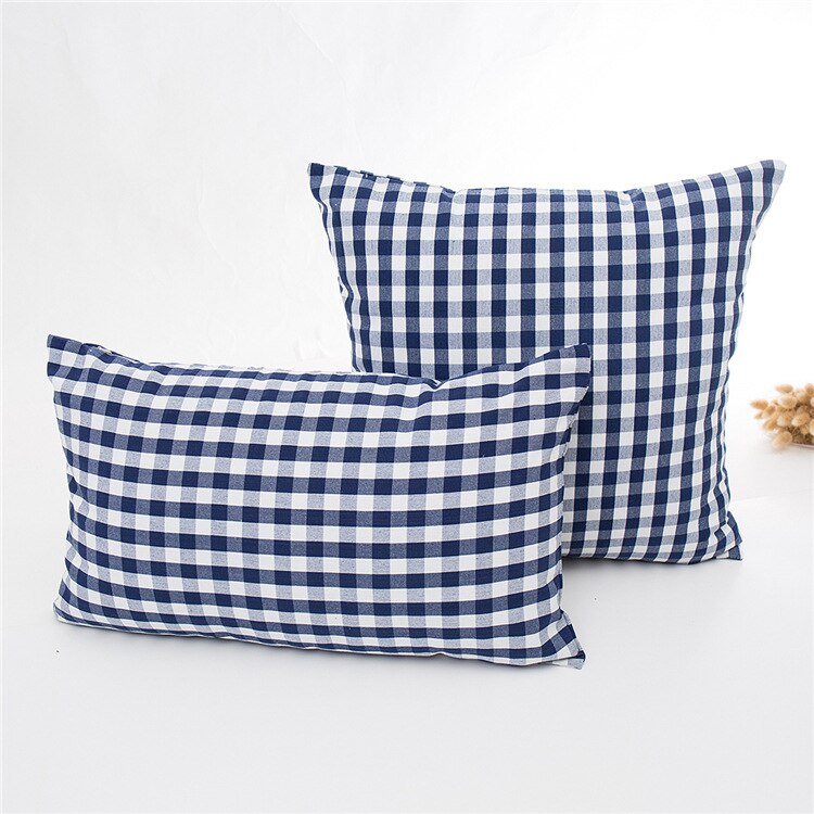 Plaid stribet polyester bomuld lærred pudebetræk pudebetræk marineblå stol sofa boligindretning pyntepudebetræk: Gitter 1 / 45 x 45cm