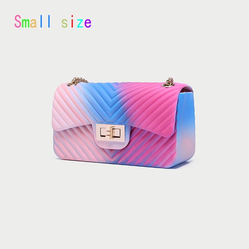 ¡Novedad de ! Bolso con cadena de gelatina para mujer, bolso de hombro de PVC con de arcoíris para mujer: 20