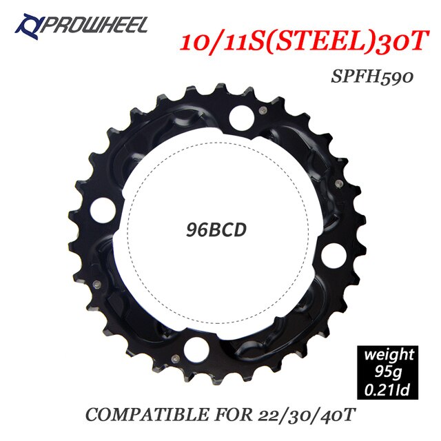 Prowheel fiets tandwielen 64/96/104 bcd mtb fiets kettingblad 22/24/30/32/40/42/44t kettingbladen mountainbike crankstel tand onderdelen: 11s 30t staal 96 bcd