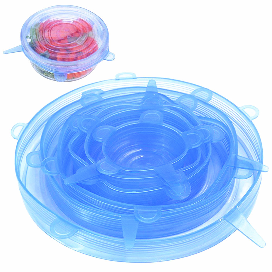 6 pezzi coperchi elastici in silicone riutilizzabili coperchi ermetici per alimenti che mantengono freschi sigilli ciotola copertura elastica per avvolgere pentole da cucina