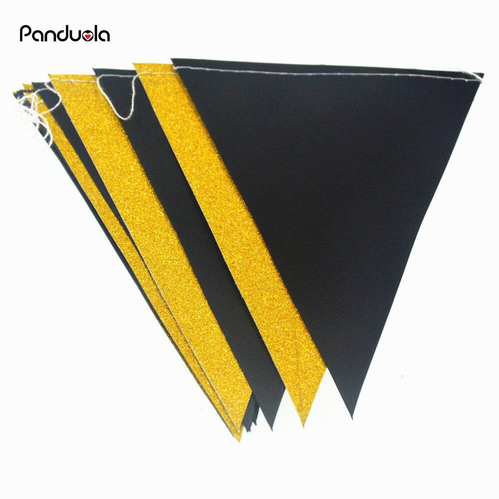 Banderines de bandera de oro blanco rosa, guirnalda de banderín de papel brillante para boda Teepee Deco de cumpleaños Nurser