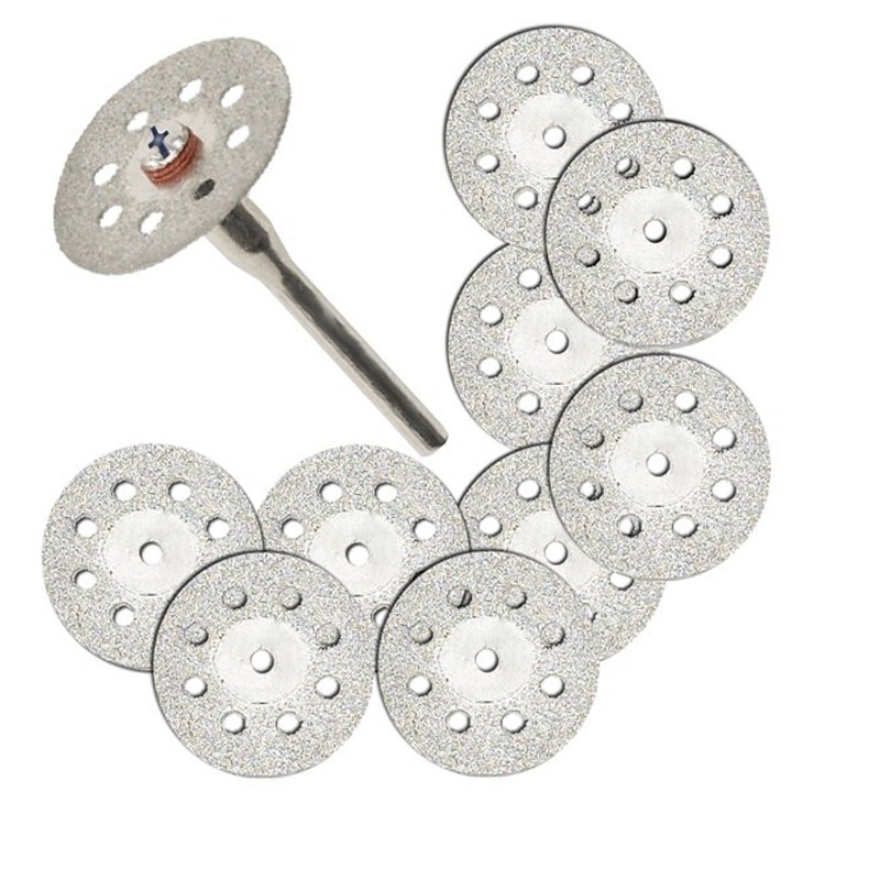 10 Pc 22 Mm Rotary Tool Accessoire Past Dremel Craftsman Diamond Cut Off Wheel Disc + 3 Mm Staaf 2pc