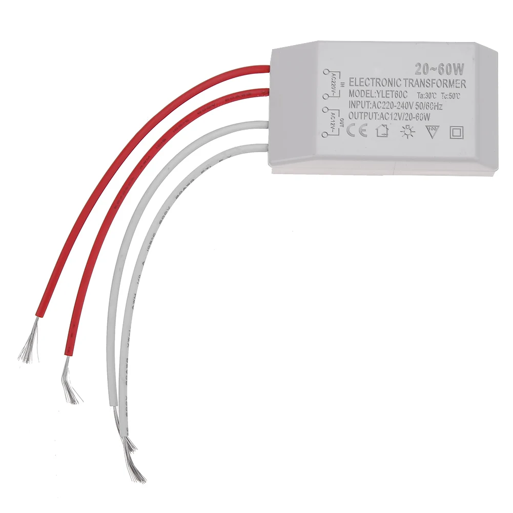Ac 220v til  ac 12v led-driver elektronisk transformer 20-60w lavspændings halogenlampe strømforsyningsadapter belysningstilbehør