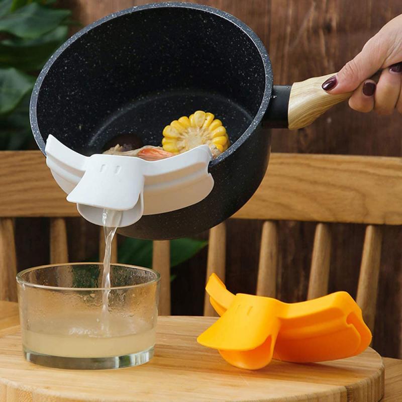 Pico de pato sopa vertedor tolva para líquidos Anti-derrame Slip On Pour sopa Caño embudo para ollas sartenes cuencos y tarros de accesorios de cocina
