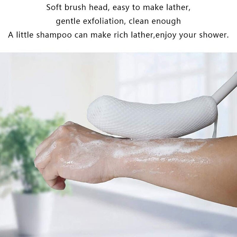 Terug Douche Borstel Bereikbare Body Borstel Met Antislip Handvat Lange Gebogen Douche Borstel Geschikt voor Ouderen Douche