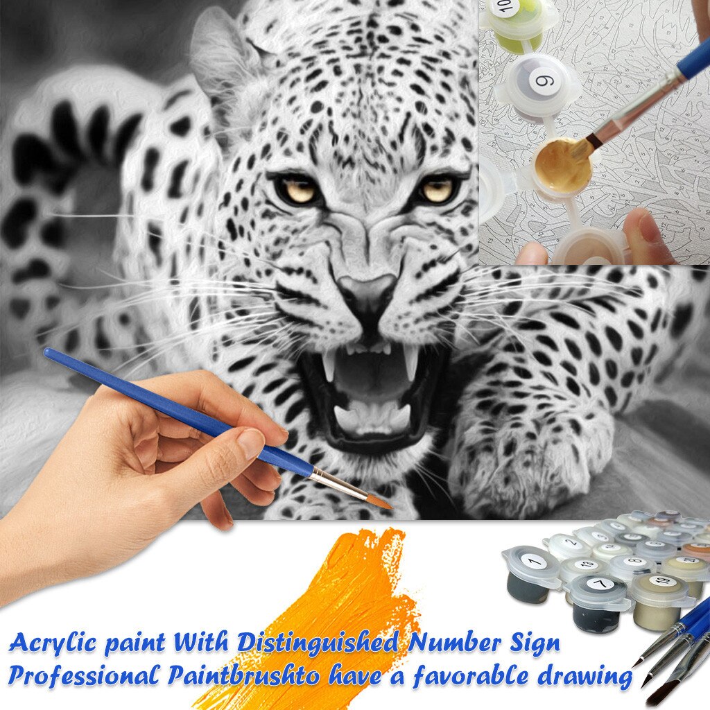 Cheetah Painting By Digital Home Decoration DIY Oil Picture By Number Set For Kids Adults Beginner Without Frame peinture numero