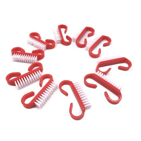 100 Pcs Plastic Manicure Pedicure Borstel Nail Cleaning Tools Soft Verwijder Dust Make-Up Kwasten Nail Care Accessoires Mix Kleur: red