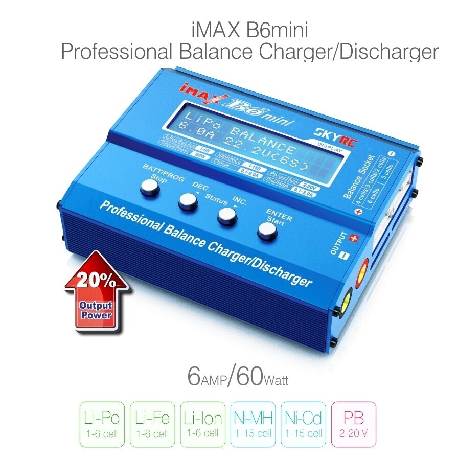 100%  skyrc imax  b6 mini balans lader/ontlader sk -100084-01 met adapter anti-namaakcode
