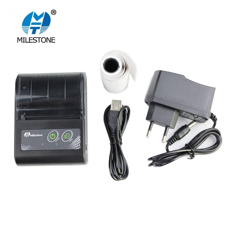 Milestone Bluetooth Printer Draadloze Ontvangst factuur Thermische Printer 58MM Mini Draagbare pocket voor Windows Android IOS MHT-P10