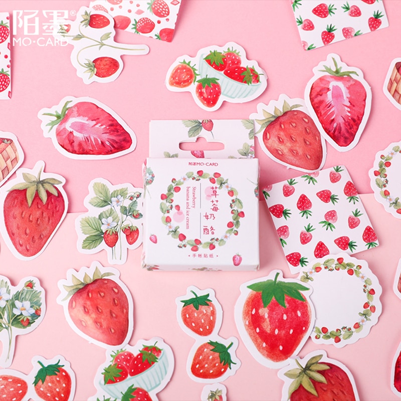 45 Pcs/box cute strawberry fruit paper sticker decoration stickers DIY for craft diary scrapbooking planner label sticker