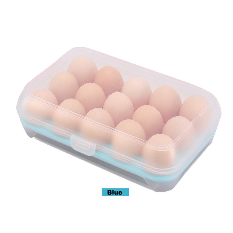 15 Eggs Holder Food Storage Case Home Kitchen Simple Multipurpose Egg Food Container Useful Refrigerator Eggs Storage Box U3: Blue