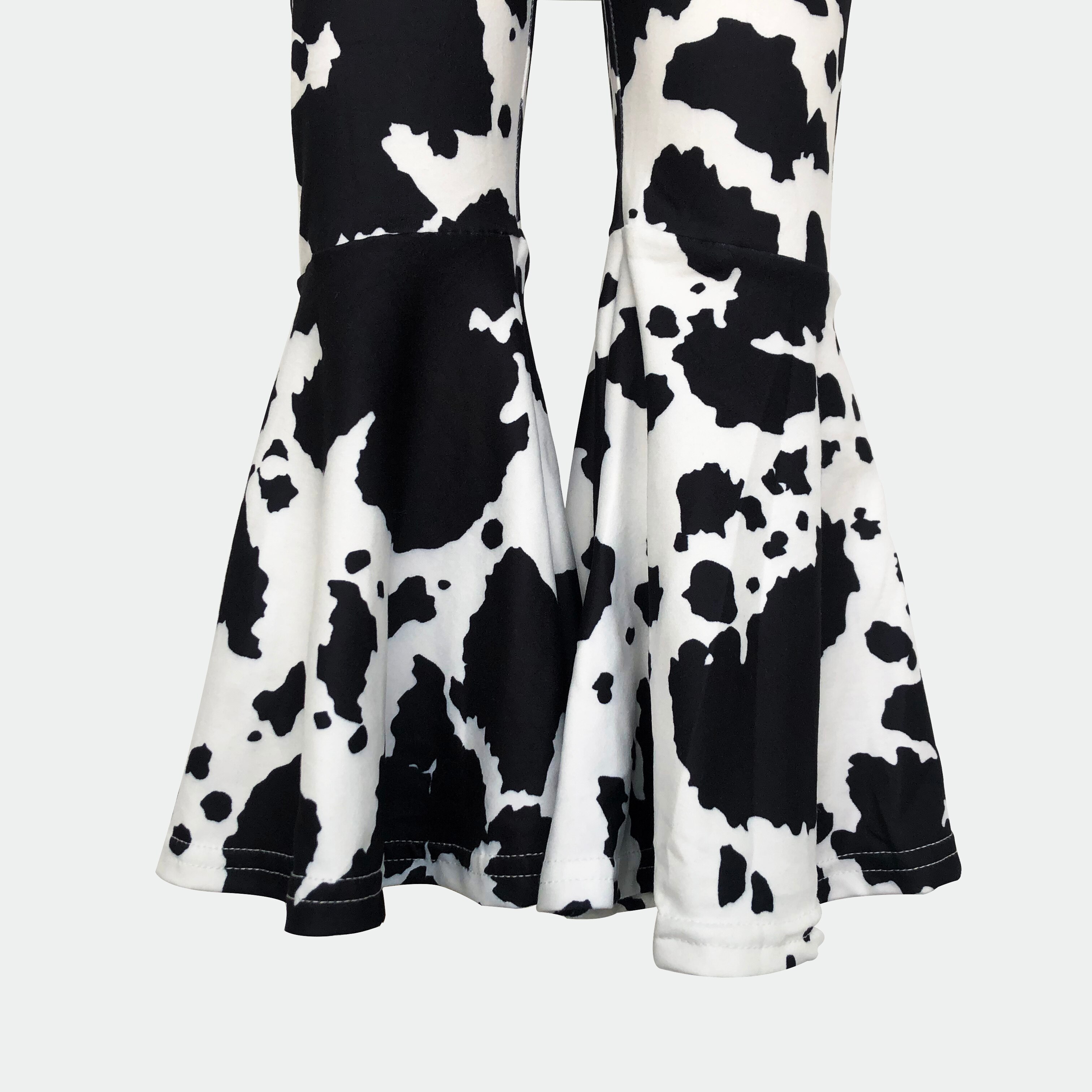 GirlyMax Spring Girls Long Bell Bottom Cow Print Pants
