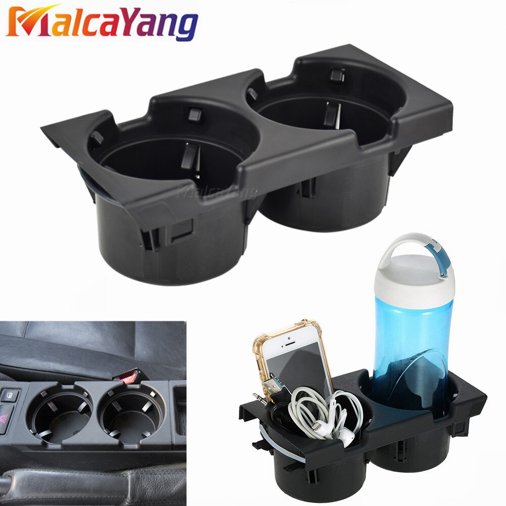 Portavasos de consola central delantera para coche, soporte de bebidas de doble orificio negro/carbono 51168217953 51168217957 para BMW E46 3SERIES 1999-2006