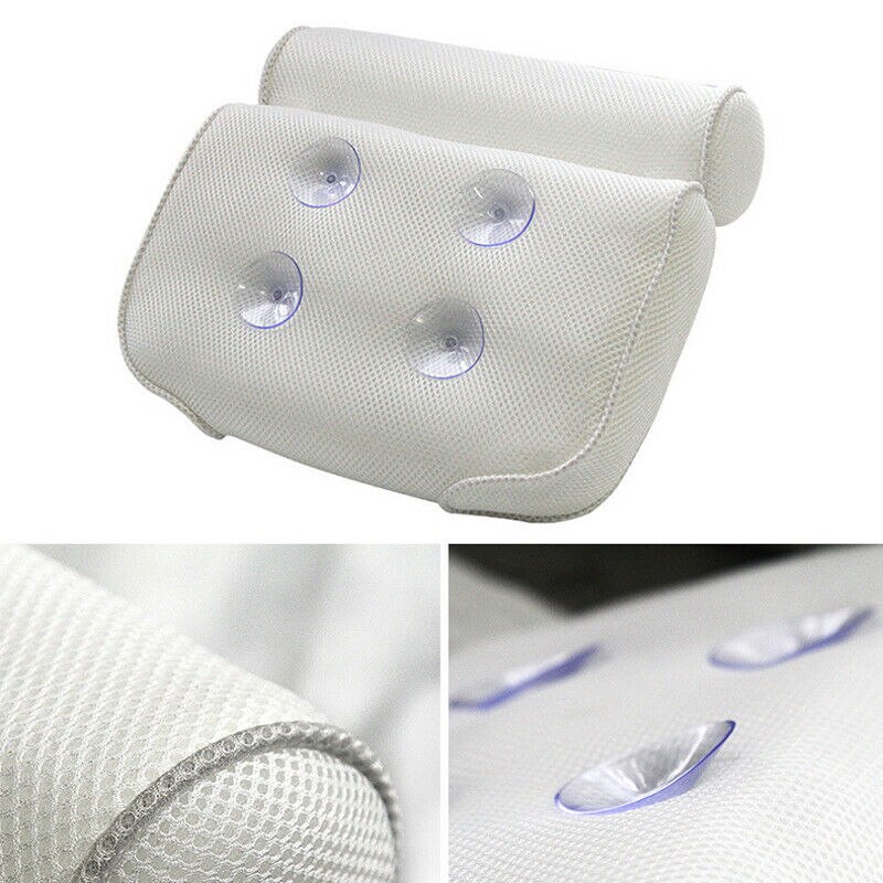 Breathable 3D Mesh Spa Bath Pillow with Suction Cups Neck and Back Support Spa Pillow for Home Tub Bathroom Waterproof