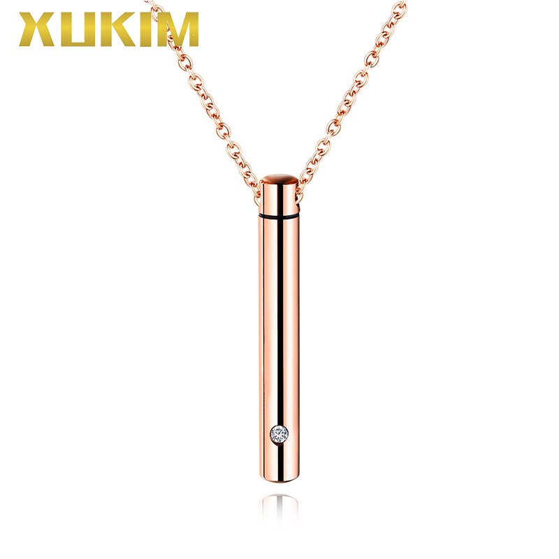 WPO407-8 Xukim Sieraden Parfum Ketting Charms Cilinder Huisdier Bot As Box Hanger Ketting: Rose