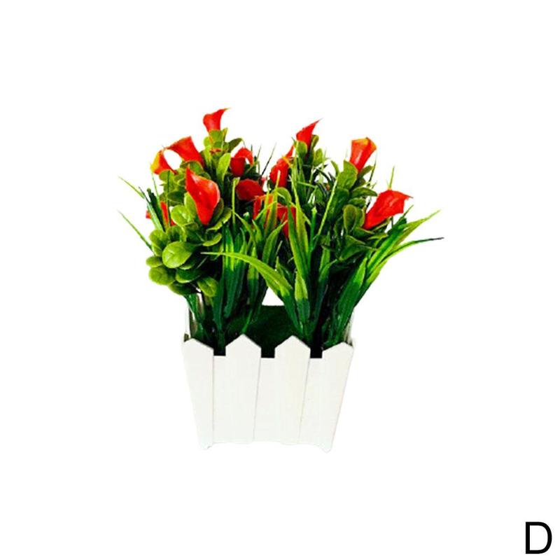 Fleur de lys Calla artificielle, Style, plante en Pot avec Pot bonsaï, ornements de jardin pour la maison: D