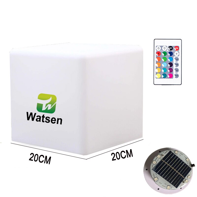 Cubo de luz LED Solar para exteriores, luz impermeable para jardín, terraza, , muebles luminosos de Color, paisaje de playa, 20cm: 20cm IP68