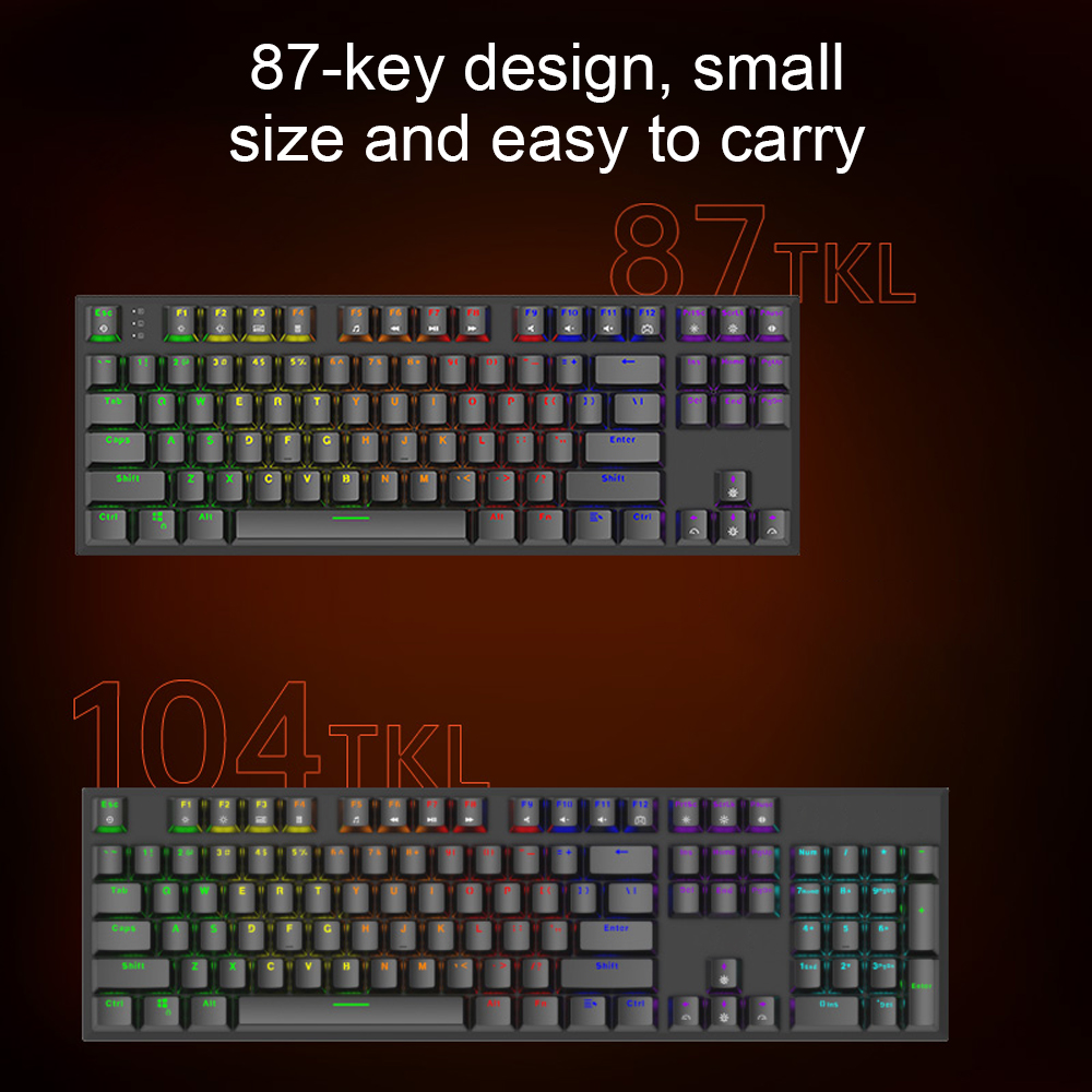 KB-K113 clavier mécanique 80% facteur de forme 87 touches clavier de jeu filaire touche complète échangeable à rétro-éclairage rvb pour ordinateur portable