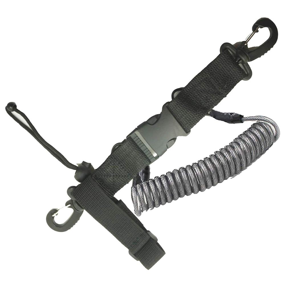 Pmsanzay One Stainless Steel Scuba Diving Lanyard Stainless Steel Spring Coiled Lanyard with Quick Release Buckle for Cameras an