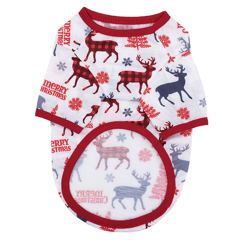 Julehund t-shirt kæledyrstøj snemand elg trykt hundekat vest til små mellemstore hunde bløde åndbare kæledyrsforsyninger