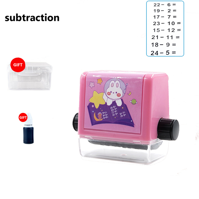 Double-head Math Practice Number Rolling Stamp Addition Subtraction Question Stamp Within 100 Maths Questions Digital Roller: Red