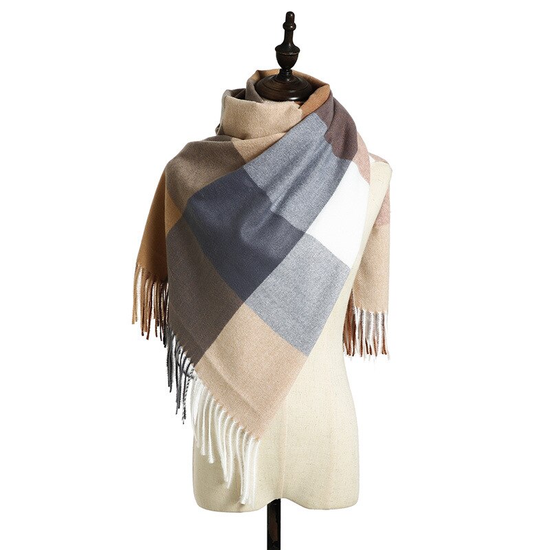 Dianruo Klassieke Herfst Winter Grace Vrouwelijke Plaid Sjaal Vrouwen Sjaals Brede Roosters Lange Shawl Wrap Deken Warm Sjaals R331: 12