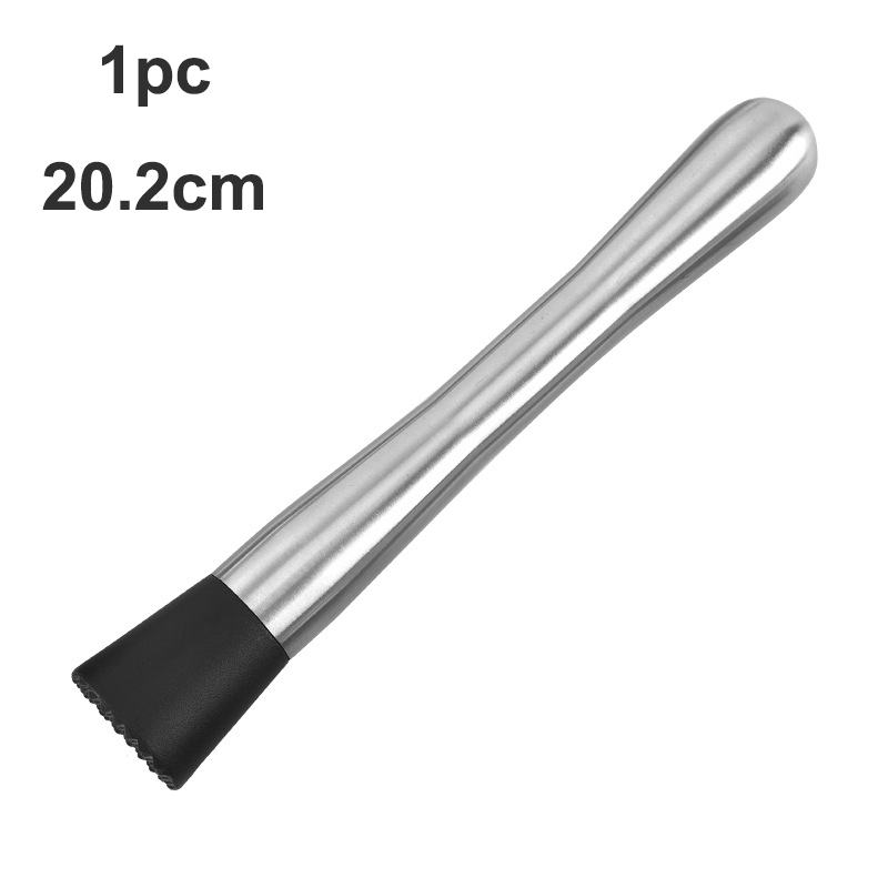 2pc Stainless Fruit Muddlers Caipirinha Pestles Cocktail Ice Hammer Crushed Popsicle Lemon Squeeze Tool Bar Tool Kitchen Gadgets: 1pc 20.2cm