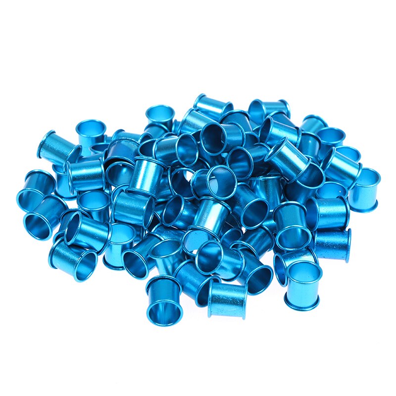 100 stk duefotring indre diameter 8mm lengde 10mm aluminiums fotmerkering: Blå