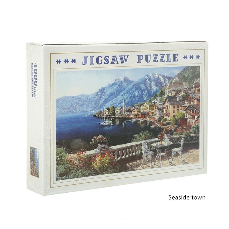 Landscape Jigsaw Puzzle with Picture Puzzle 1000 Pcs Mini Paper Assembly Puzzle Toys for Adults Children Educational Games Toys: Seaside town