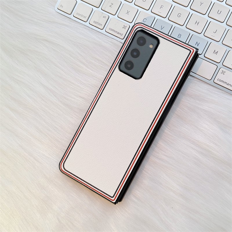 Joint name Lychee case for Samsung Galaxy Z fold 2 W21 Cover Anti-knock luxury Leather + PC Cases for fold2: White A