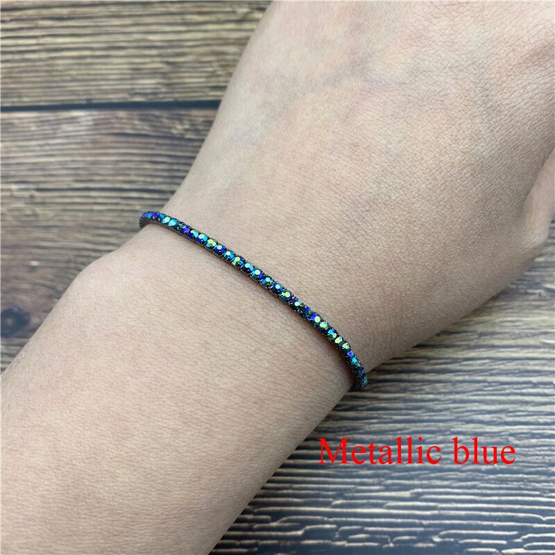 1 Pcs Rhinestone Bracelets Dainty Stacked Bracelets Elastic Bracelets for Women Bracelets: Metallic blue