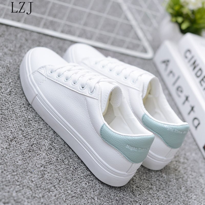 chaude printemps concepteur respirant vulcanisé chaussures femme en cuir Pu Tenis Feminino à lacets blanc baskets taille 35-42