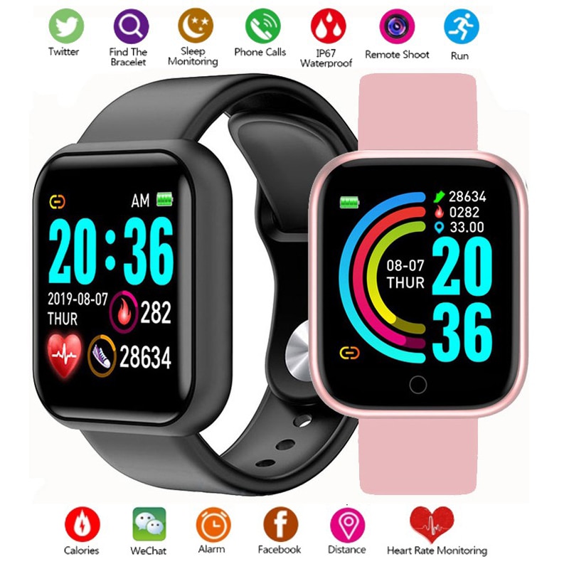 Y68 Pro D20 Smart Uhr Bluetooth Blutdruck Fitness Tracker Uhren Herz Rate Monitor Smartwatch Für Apple IOS Android