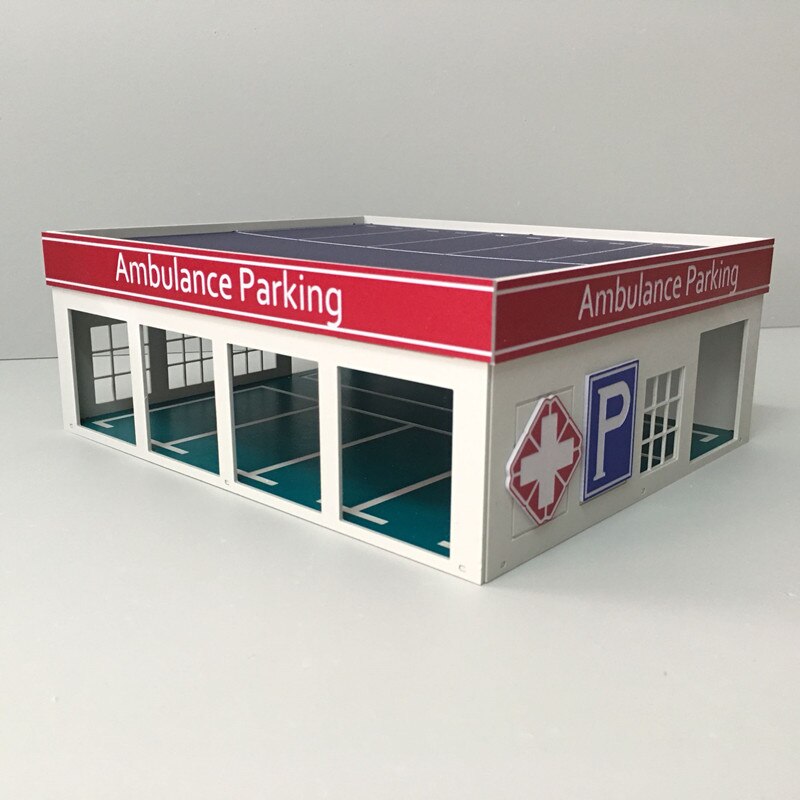 1:64 Scale Hospital Parking Lot Building Sand Table Decoration DIY Assembly Building Model