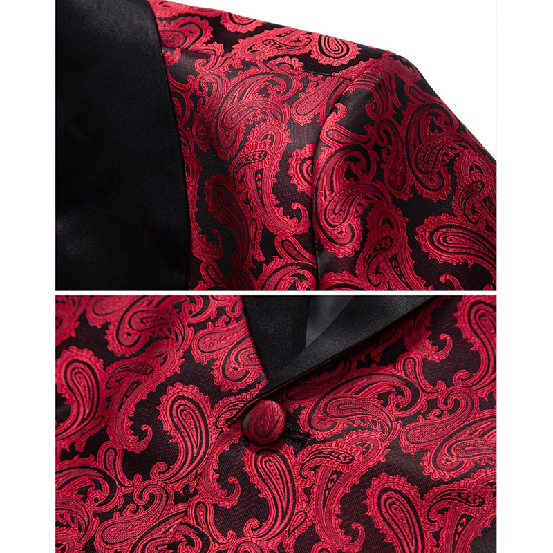 Blazer rojo con flores de anacardo para hombre, chaqueta de vestido de de boda, chaquetas de marcas blancas, azules y negras, S M L XL XXL