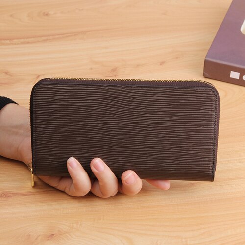 Portefeuille en croûte de cuir jaune pour femmes, pochette à fermeture éclair, Style japonais: Dark Brown