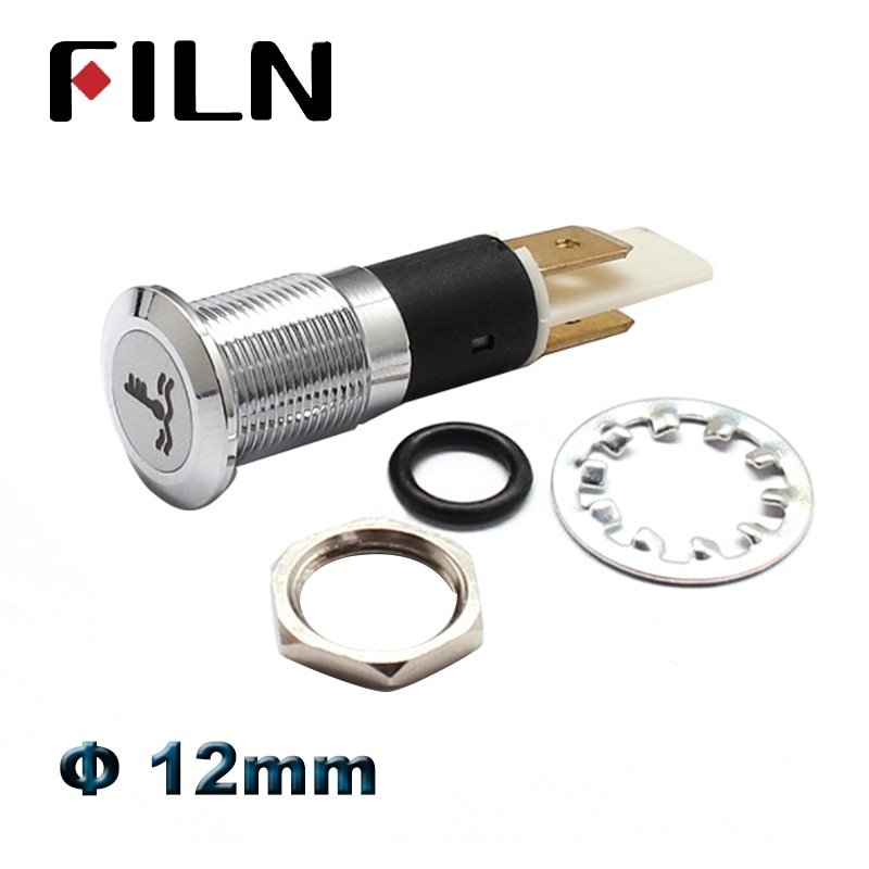 12mm waterproof metal led indicator light with car boat dashboard warning symbol led 12v 24v pilot lamp signal lamp