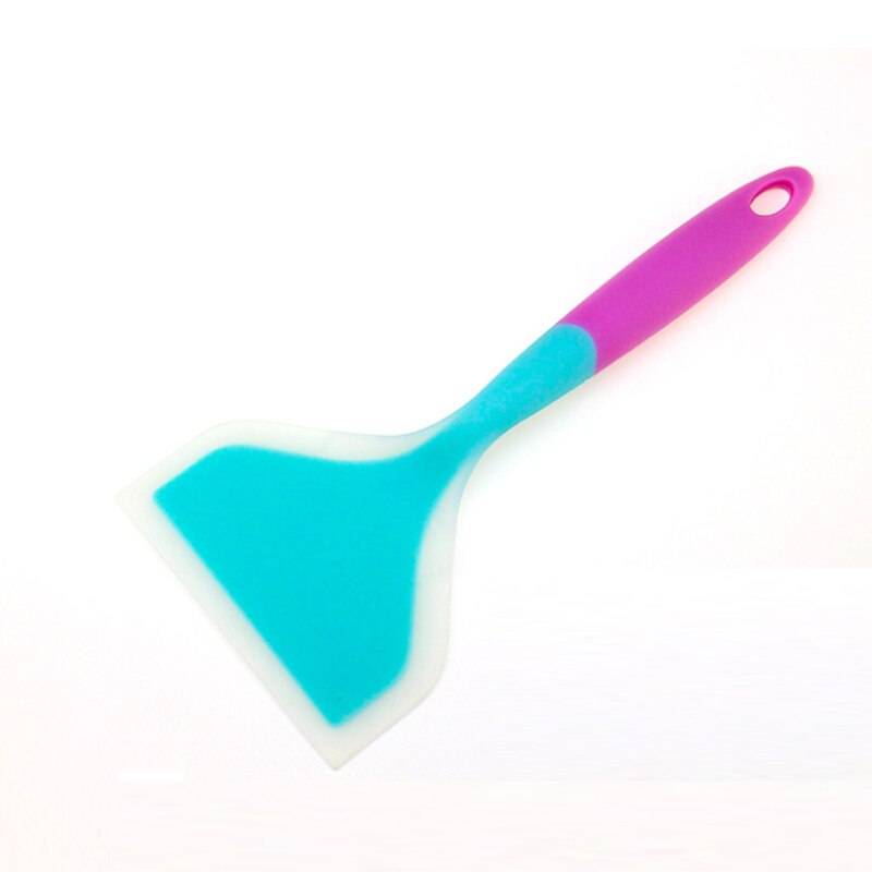 Silicone Non-stick Wide Spatula for Turning Meat Pancakes Omelette and Tamagoyaki: skyblue