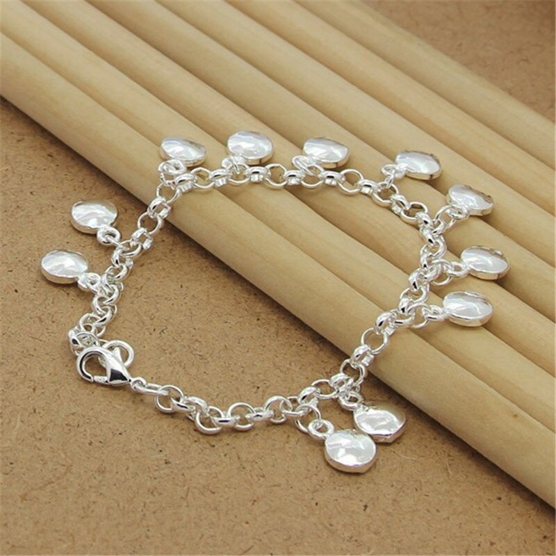 925 Sterling Zilver Hand Multi Hanger Ronde Platte Hanger Armband Voor Vrouwen Party Charm Jewelry